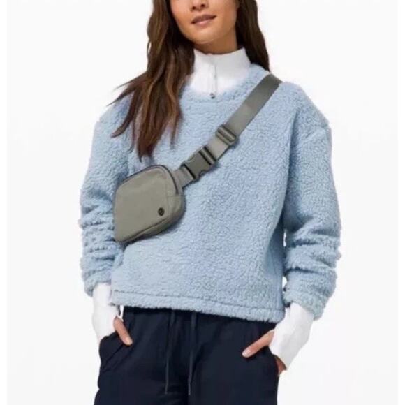 lululemon athletica Sweaters - Lululemon Light Blue Wool Whenever Crew Fluffy Sweater Size 4